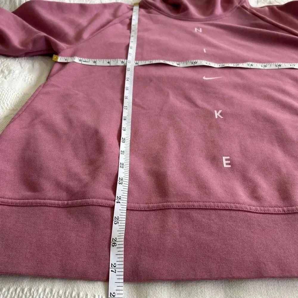 Nike Pink Funnel Neck Turtleneck Tunic Sweatshirt Pockets Logo Athleisure Size L - Picture 6 of 14